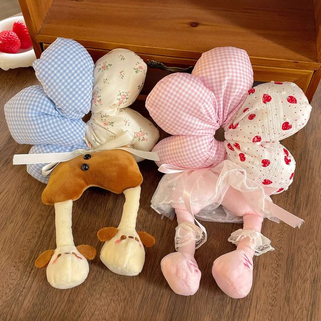 Cute cartoon fun flower large intestine hair tie for women high-end cotton-filled three-dimensional puppy headband little yellow duck hair tie for women