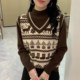 Half turtleneck base shirt for women with Christmas sweater 2024 new autumn and winter two-piece thickened sweater top