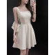 Pleasant French Sleeveless Square Neck Vest Dress Women's Summer Temperament Slim Waist Purple Long Skirt