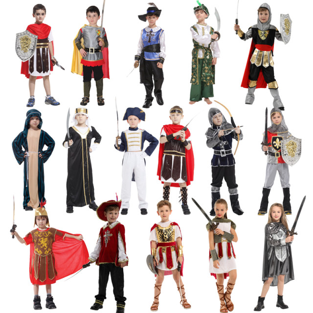 Halloween Children's Men's and Women's Performance Clothing Prince King Arab Warrior Knight Warrior Cos Performance Clothing
