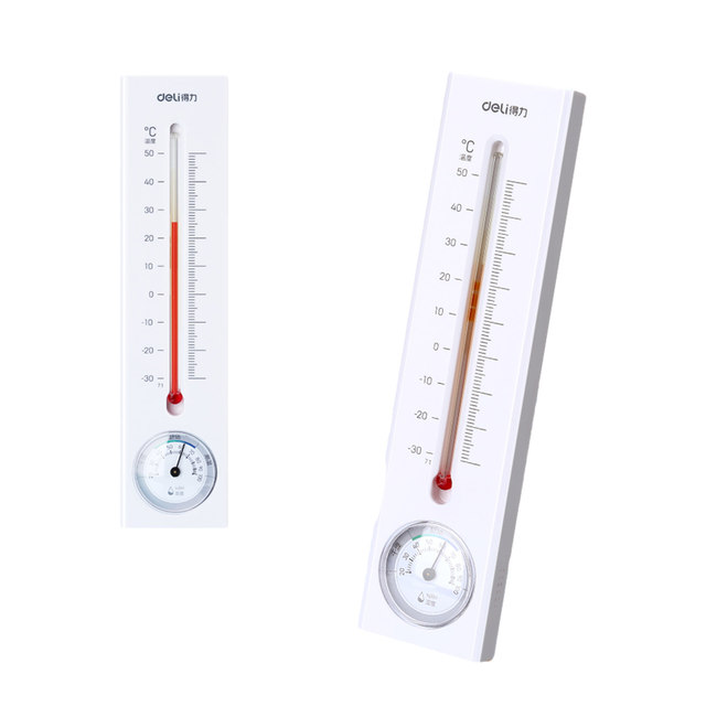 Deli thermometer indoor household high-precision wall-mounted baby room mechanical room temperature meter dry and wet temperature and humidity meter