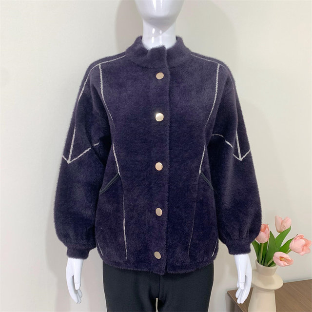 Middle -aged and elderly mother autumn clothes temperament short imitation mink jacket Middle -aged women's autumn and winter new hair thick top
