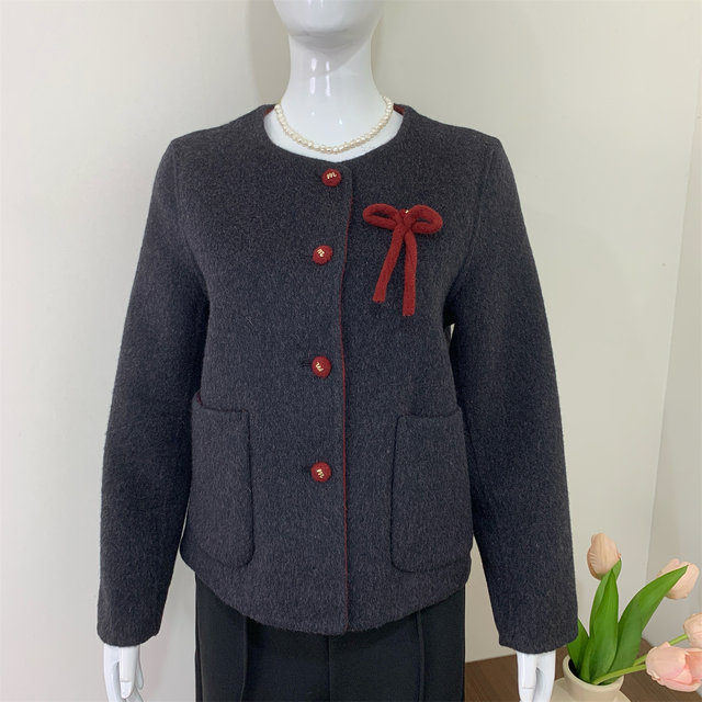 Red double-sided cashmere coat for women 2025 autumn and winter new style mother-in-law wedding dress mother's woolen short coat