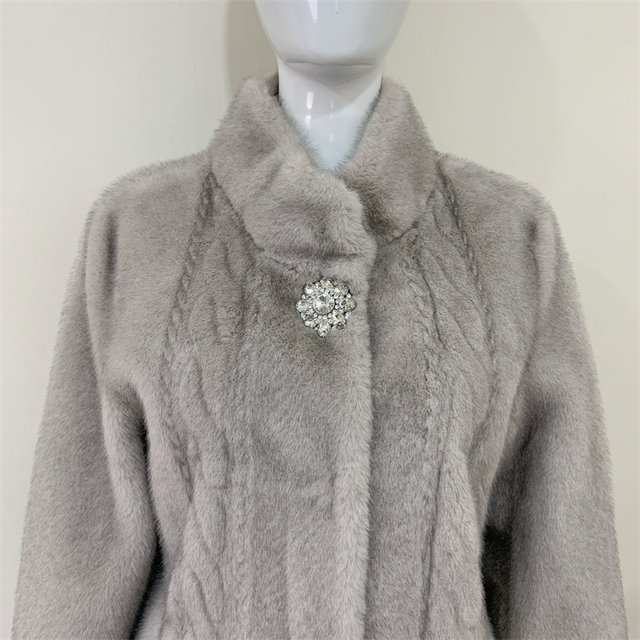 Mom's autumn and winter clothing thickened mink fur all-in-one coat middle-aged and elderly women's noble mid-length fur coat
