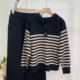 Mom's autumn casual sportswear suit 2025 new middle-aged and elderly women's spring and autumn striped sweatshirt knitted two-piece set
