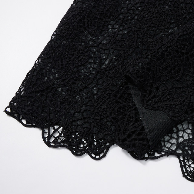 Hui Hui ink dyeing cotton lace lace magnolia hollow hook flowers stitching thin bag hip retro lower half skirt
