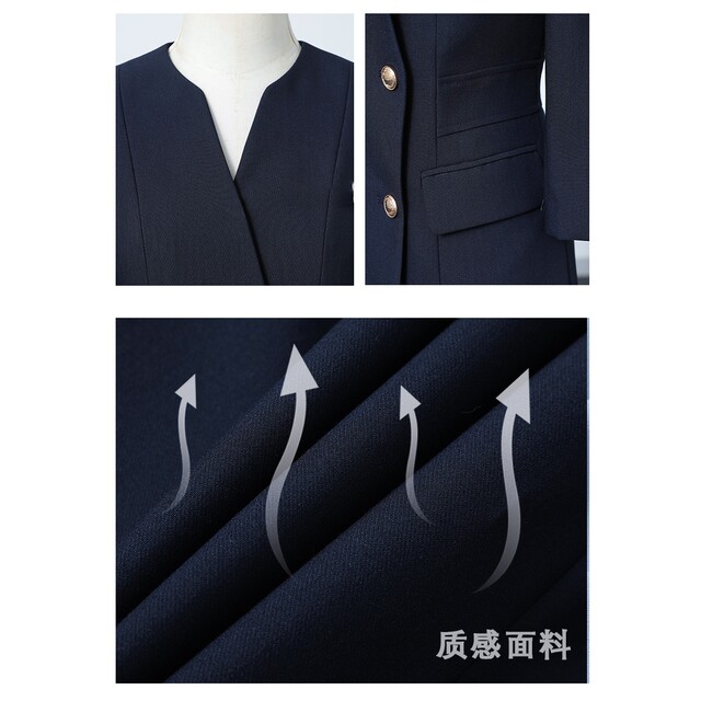 Professional dress high-end women's clothing, three-quarter sleeves, collarless fashion temperament, OL commuting work clothes for women in spring and autumn new style
