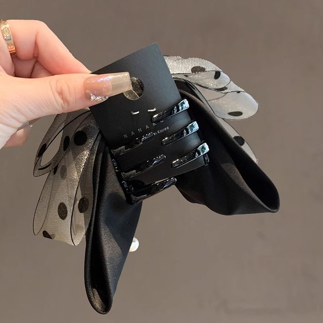 Bow high ponytail hair clip 2025 new high-end style back head half-tied hair clip hair clip headdress for women