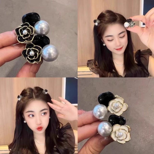 Pearl Lazy Camellia Small Clip Women's Hair Accessory Small Small Hair Clip Bangs Side Clip Hair Clip Headgear