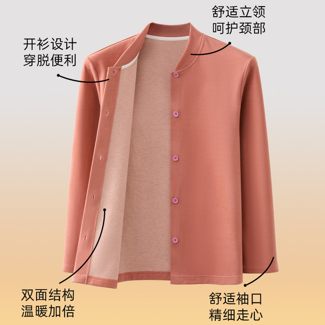 HIOIH middle-aged and elderly wool tops thickened autumn and winter coats for the elderly mother's wear cardigan warm clothes double-breasted