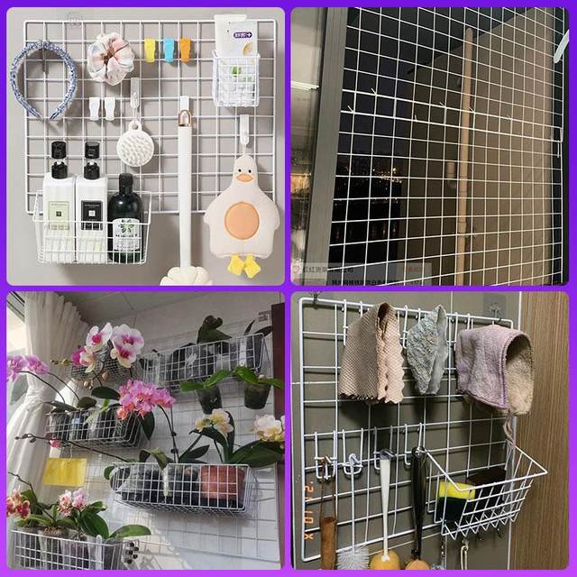 Net grid grid railway net cargo white supermarket display rack iron wire mesh grid hanging wall setting rack rack kindergarten wall