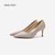 Nine West/Jiuxi 2025 summer new high heels for women pointed toe suede slim heels commuting shoes for women