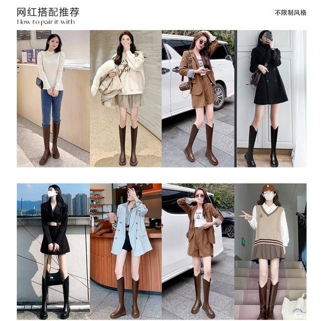 Long boots for women 2025 autumn and winter new style fat mm thick legs large tube circumference high tube thin knight v-mouth flat Martin boots