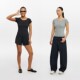 oneup outdoor tennis sport rag-shoulder slim short-sleeved T-shirt for women summer black fitness yoga commuter top