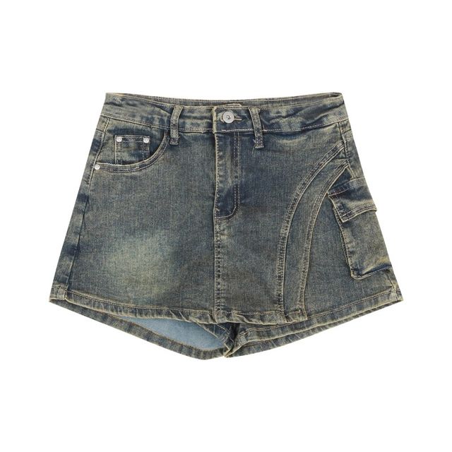 Retro washable and antique denim skirt women's summer hot girl high waist slim A-line skirt short skirt

