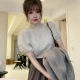 Design exquisite lace puff short-sleeved shirt for women in spring and summer new gentle style slim turtleneck top trendy
