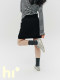 Haiku large outlined pocket Black drawing middle waist design half skirt women's sports wind sweater A -line skirt
