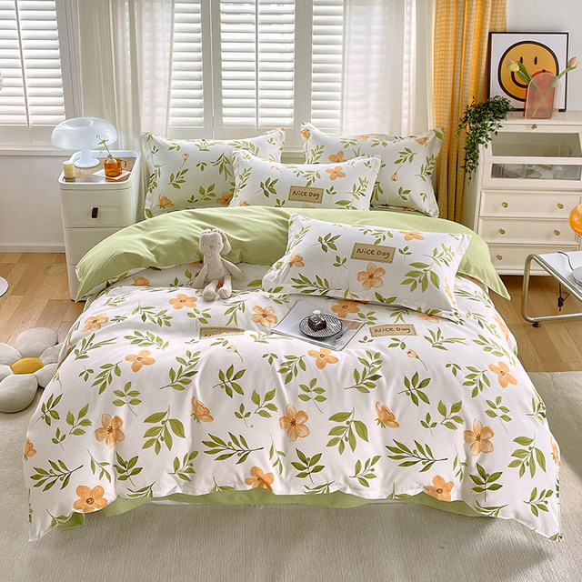 Class A bedding twill four-piece set thickened quilt cover quilt sheet 2025 new student dormitory three-piece set 4