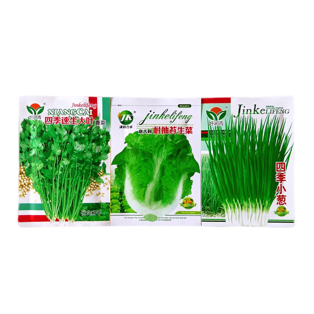 Four seasons vegetable seeds coriander onion spinach cucumber tomato pepper beans lettuce seeds radish cabbage solitary