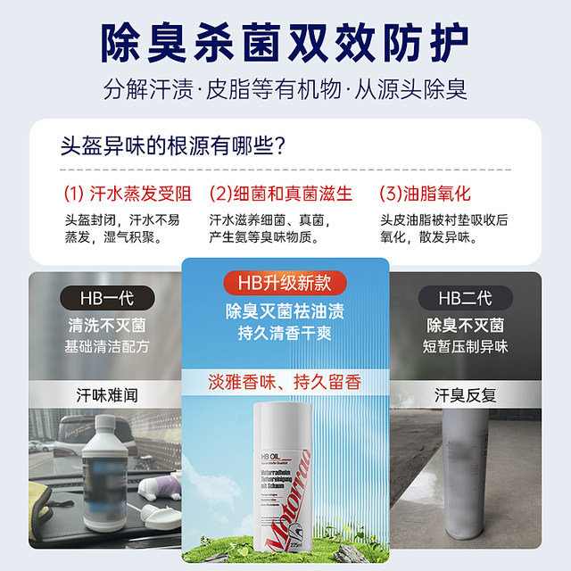 German HB motorcycle helmet cleaning agent lining foam cleaning inner biliary washing sterilization and dehuman odor spray
