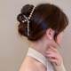 2025 new high-end Korean style pearl-encrusted diamond gripping clip light luxury flash diamond shark clip back head plate hairpin hairpin