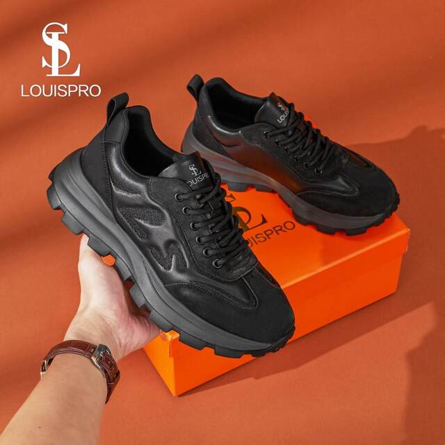 LOUISPRO light luxury men's new brand black shoes trendy fashionable casual shoes waterproof and wear-resistant outdoor sports shoes