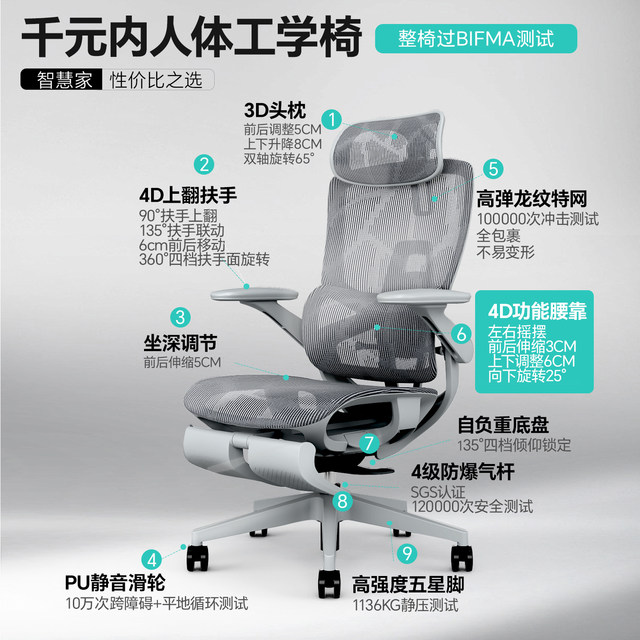 Lewa ENOVA Smart Home Waist Support Ergonomic Chair Sedentary Dormitory Comfortable Computer Office Seat Gaming Chair
