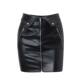 Spicy Girl Street PU Leather lapel zipper design high -waisted half -body skirt Female autumn slimming thin bottom bag hip short skirt
