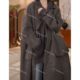 24015 European version three-dimensional 3D large pocket cloak wool coat long custom versatile fashion long coat for women
