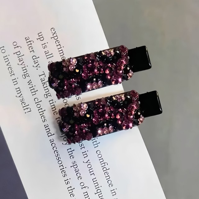 Korean temperament, exquisite and versatile, colorful glittering diamond side clip for women, bangs clip, top clip, ponytail clip with diamond duckbill clip