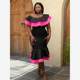 European and American large -size shoulder -back exposed ruffled border banquet parties fishtail skirt women's Sexy Party Dress