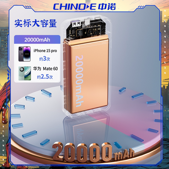 CHINOE 20000 mAh super full capacity comes with three -line 22.5W two -way fast charging treasure
