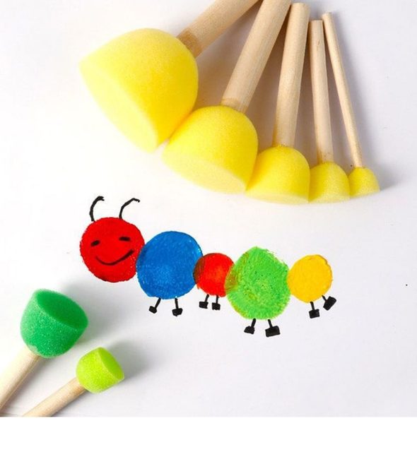 Children's art materials DIY rubbing round sponge stick painting pigment graffiti tool mushroom head seal