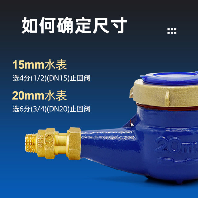 Tap water meter check valve anti-reversal check valve 4 minutes 6 minutes water pipe special 15mm20 inner and outer wire meter front stop counter