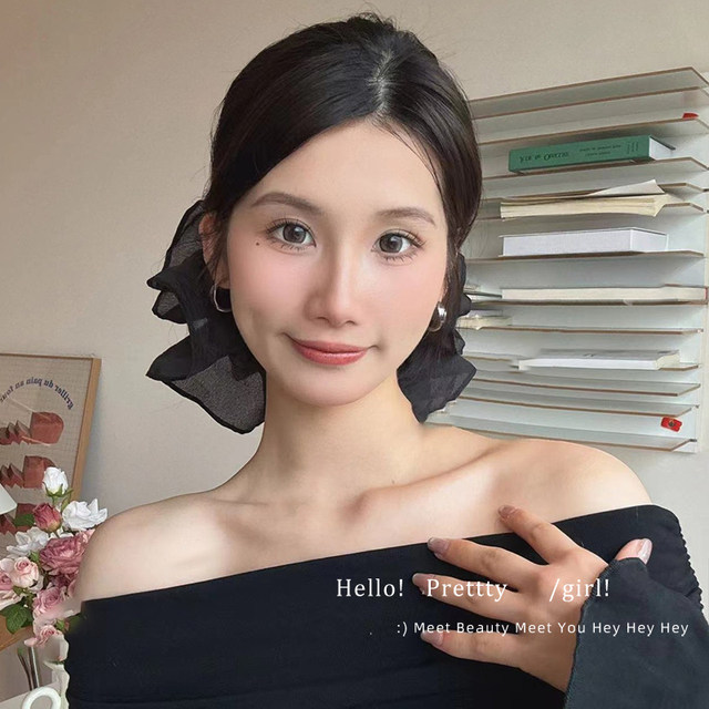 Extra large fairy-like large intestine hair circle for women 2025 new black double-layer large flower head rope high-end head flower hair accessories