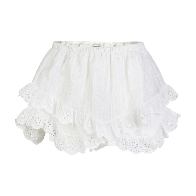 
GUUKAHERO white hollow lace skirt for women 2025 summer new irregular A-line cake skirt pants