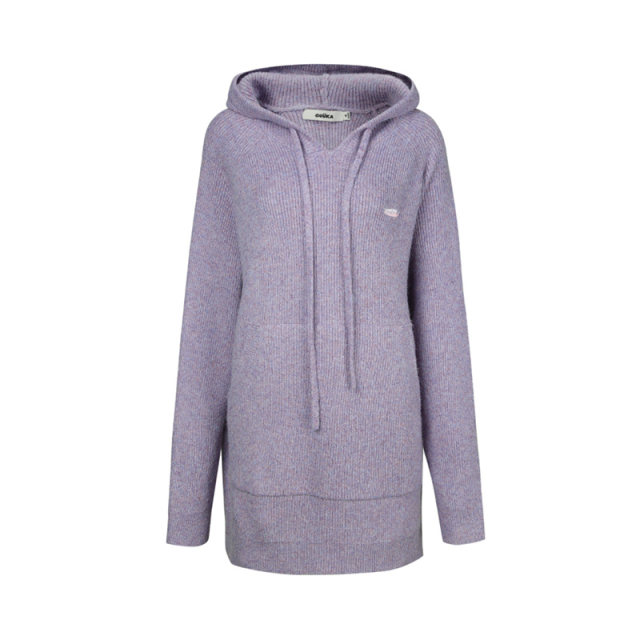 Guukahero Purple Lazy Wind Soft Speaker Women Women's Winter Thicked Hooded Consecutive Jacket Knitting Sweatper