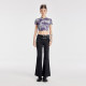 Guukahero purple tie -dyeing round neck short -sleeved T -shirt female summer American embroidery slim body thin versatile short top