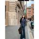 Design-sensible niche irregular striped shirt for women in early autumn Korean slim fit and waist-hugging long-sleeved shirt