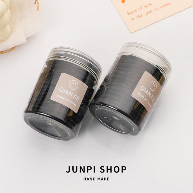 Pack of 80 black high-elasticity and durable rubber bands for women, simple temperament, high ponytail hair circle, head rope, leather sheath hair rope