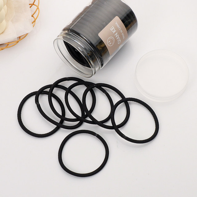 Pack of 80 black high-elasticity and durable rubber bands for women, simple temperament, high ponytail hair circle, head rope, leather sheath hair rope