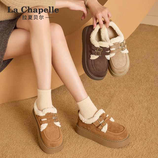La Chapelle plus velvet Birkenstock shoes for women thick-soled 2025 new winter Northeast snow boots thickened Lok Fu cotton shoes