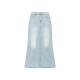 Kumikumi retro water washing blue as old denim skirt 2024 early autumn high waist split straight straight skirt