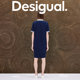 Desigual loose printed embroidered contrast ribbed polo collar short-sleeved dress summer
