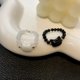 Black and white cat cute ring crystal shell couple niche design sense men and women popular gifts for students to give to girlfriends