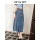 ON/ON/Annaian 2025 summer new style commuter pleated double pocket design denim skirt