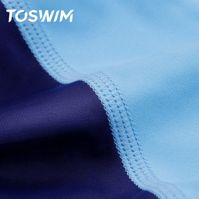 TOSWIM swimsuit boys split long -sleeved warm men's middle school children sunscreen fast dry swimming trunks cute swimsuit
