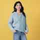 Basic House/Baijiahao hooded double zipper sweater spring style solid color loose raglan cardigan jacket