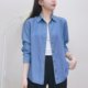Long-sleeved high-end fashion women's temperament new large-size casual denim loose and fashionable retro blouse blue spring and autumn