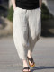 Light luxury color woven pure linen elastic casual pants for men Chinese style retro large-size wide-leg Harun full hemp nine-point pants